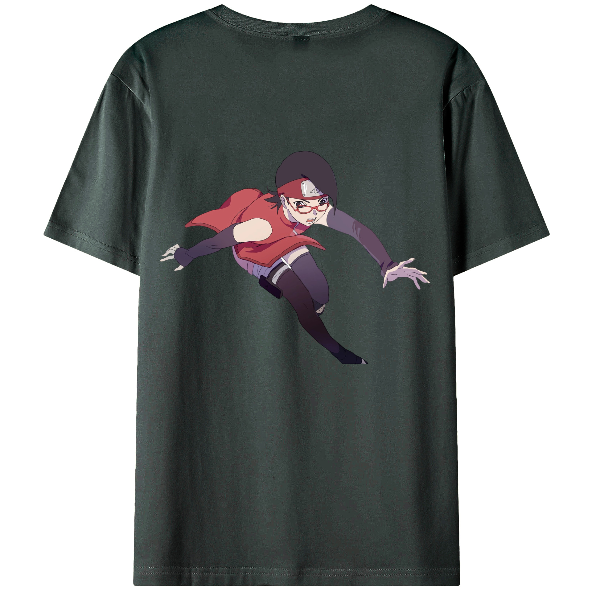 （画像用） NARUTO -ナルト- うちは サラダ Uchiha Sarada 綿100％ メンズ半袖Tシャツ（バックプリント） 通気性